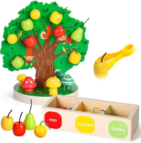 Woodtoe Juguetes de habilidad motora fina para niños pequeños, juguetes sensoriales de madera Montessori para niños pequeños de 3, 4, 5, 6 años,