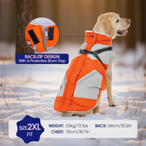 Miniatura 5 de FUAMEY Chaquetas de invierno para perros pequeños, abrigo para perros con arnés incorporado, trajes de nieve impermeables para perros, chaqueta
