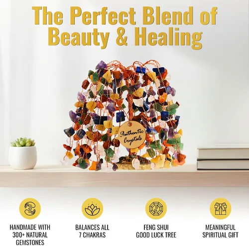 Miniatura 5 de Árbol de la vida de cristal curativo de 7 chakras, decoración de escritorio para el hogar y la oficina, árboles bonsái de dinero de Feng Shui