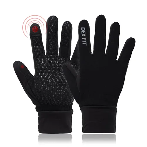 Guantes de invierno cálidos DEX FIT LG201 con forro de vellón térmico, ideales para correr, hacer senderismo o ciclismo al aire libre en climas Negro