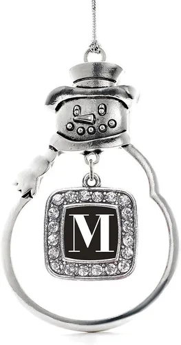 Miniatura 122 de Inspired Silver - Adorno de rodillo de reina - Adorno cuadrado de plata con muñeco de nieve con joyas de circonita cúbica