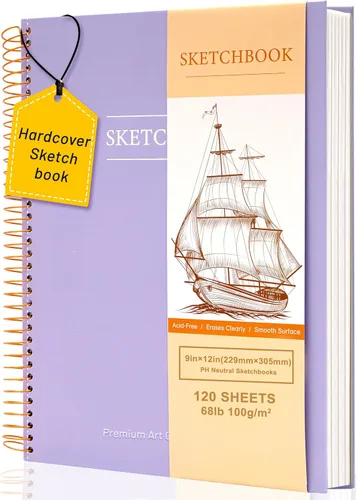 Miniatura 15 de Yoment Cuaderno de bocetos de 5.5 x 8.5 pulgadas, pequeño cuaderno de bocetos para dibujar, 100 hojas (68 libras/100 gsm) bloc de bocetos en espiral