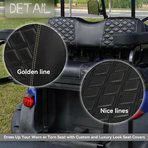 Miniatura 4 de Fundas de asiento de carrito de golf, delanteras y traseras, impermeables y resistentes al sol, de piel de vinilo de grado marino, accesorios