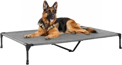 Miniatura 17 de Veehoo Outdoor Elevated Dog Bed for Large Dogs, Cooling Raised Dog Cot Off Ground Hammock Pet Beds with Breathable Mesh, No-Slip Feet, 50"x32