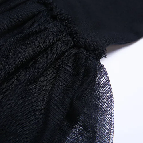 Miniatura 5 de ROMPERINBOX Vestido de verano negro con volantes para bebé, recién nacido, de tul para recién nacido, de 0 a 24 meses