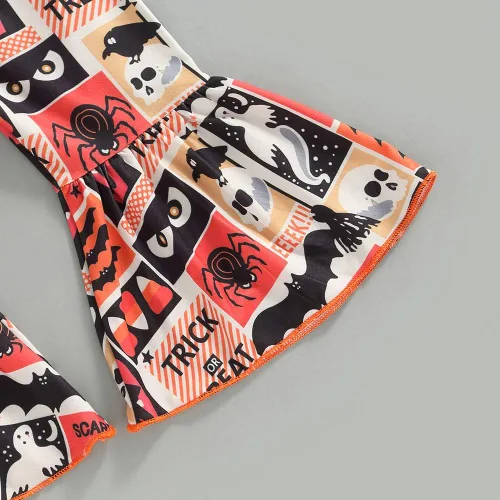 Miniatura 5 de Douhoow Traje de Acción de Gracias de Feliz Halloween para bebé, niña, camiseta de calabaza, camiseta acampanada, pantalones de leopardo