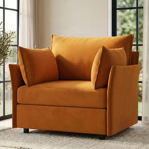Miniatura 23 de ABCASA Silla de Acento de Gran Tamaño, Sillón Moderno Tapizado con Respaldo Extraíble y Funda Desmontable, Asiento de 24.5 Pulgadas de Profundidad