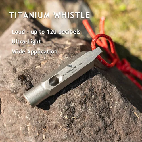 Miniatura 2 de Boundless Voyage Silbato de titanio para supervivencia de emergencia con cordón fuerte para acampar al aire libre, senderismo, entrenadores, 2