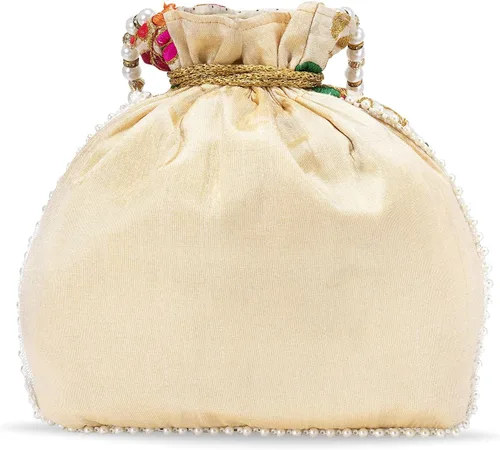 Miniatura 6 de Bolso de mano étnico de seda con perlas Batwa con asa para mujer