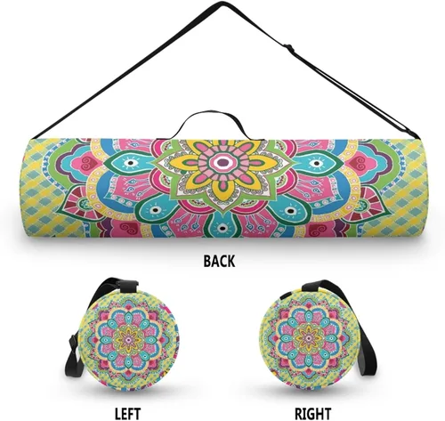 Miniatura 7 de Mandala Yoga Mat Bolsa Portador Cremallera Completa Tamaño Extra Grande 7.9 in*29.9 in Correa Ajustable Pilates Gimnasio Tote Bag Ejercicio