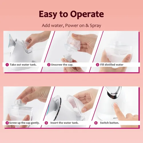 Miniatura 9 de EZBASICS Vaporizador facial iónico para el hogar, humidificador de niebla cálida atomizador para cara, sauna, spa, senos nasales, hidratación, Azul
