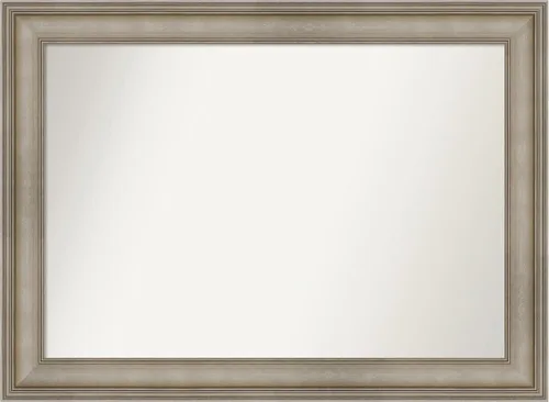 Miniatura 182 de Amanti Art Espejo de baño plateado para sobre el fregadero, 26 x 26 pulgadas, espejo cuadrado de plata antigua, marco de madera tradicional mediano