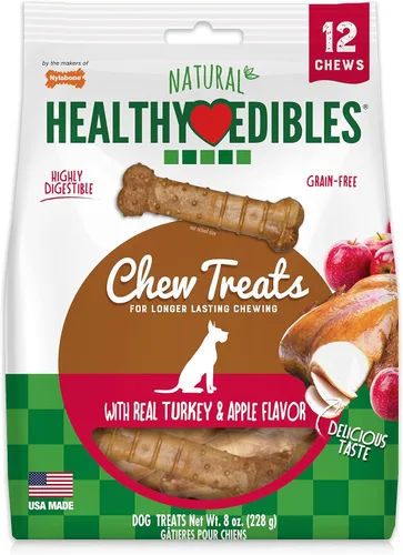 Miniatura 12 de Nylabone Healthy Edibles Masticables Naturales para Perros Golosinas Masticables de Larga Duración para Perros, Sabor a Carne Asada y Pollo