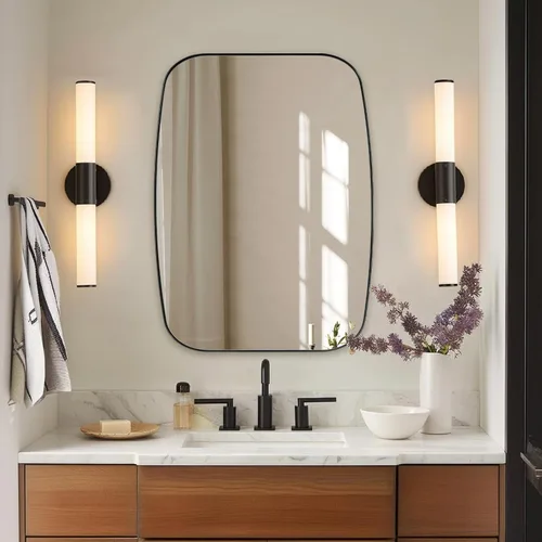 Miniatura 56 de ANDY STAR - Espejos ovalados negros para baño, espejo grande de 24x36 pulgadas con marco de metal negro mate oblongo para pared, espejo moderno