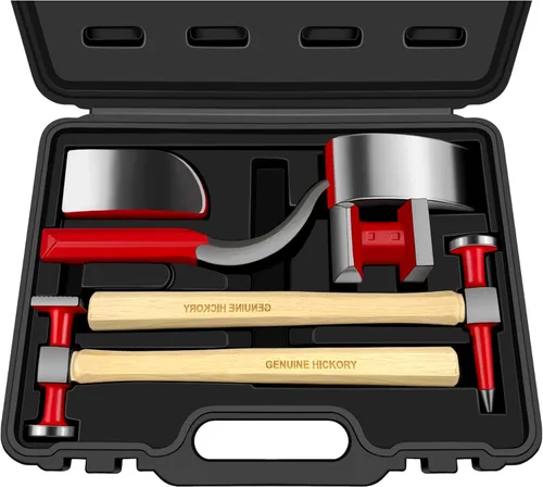 C&T Juego de 6 piezas de herramientas para reparación de carrocería con martillo y carretilla, kit de herramientas para reparación de carrocería con