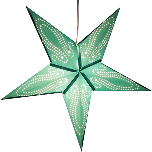 Miniatura 2 de Linterna de papel en forma de estrella azul verdoso del Caribe con cable de alimentación de 12 pies incluido