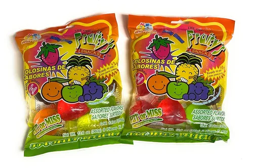 Din Don Fruity's JU-C Jelly Fruit Snacks, famosos dulces TikTok para desafíos (paquete de 2 x 12.6 onzas)