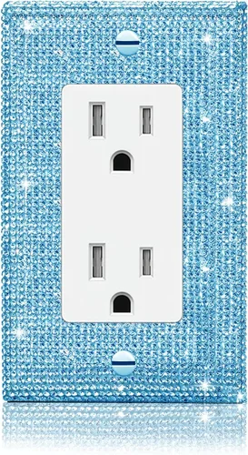 Miniatura 30 de 4 piezas de placa de pared rosa plateado brillante cubierta decorativa interruptor de luz cubierta de interruptor de palanca única diamantes