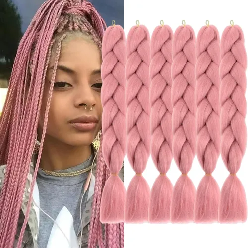 Miniatura 16 de Beige (613#) 6 paquetes de cabello trenzado de 24 pulgadas, de fibra sintética, sin picazón, extensiones de cabello para trenzar jumbo, textura