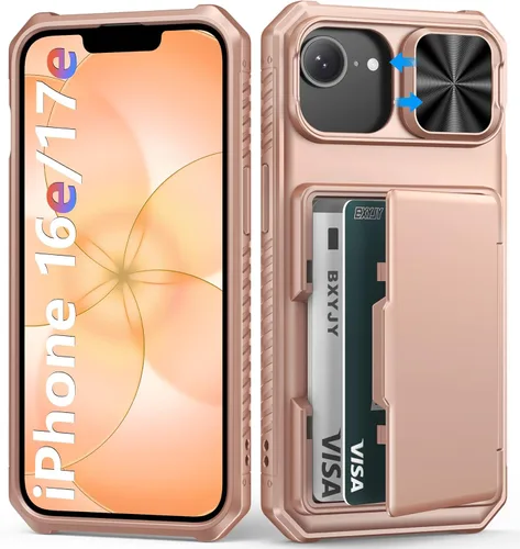Miniatura 85 de BXYJY Funda tipo cartera para iPhone 15 Pro con tarjetero (4-5 tarjetas) y cubierta deslizante para cámara y soporte, protección contra caídas