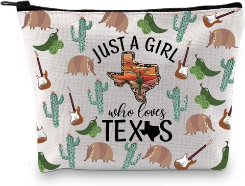 Miniatura 7 de XYANFA Bolsa de maquillaje de lona de regalo occidental para amantes de la ciudad del oeste, bolsa de lona con cremallera (bolsa cruzada texx)
