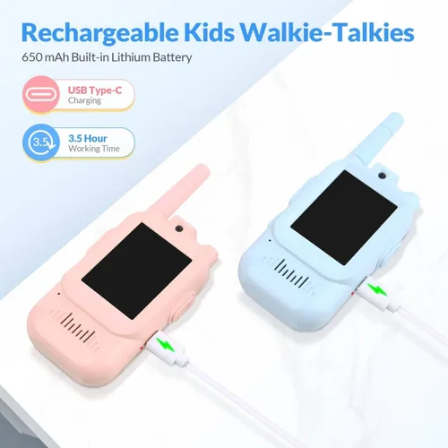 Miniatura 3 de Walkie Talkies de video para niños, video portero portátil recargable para niños, para juegos familiares, exteriores, campamento, senderismo
