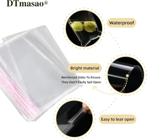 Miniatura 3 de DTmasao 1200 bolsas de celofán autosellantes de 4 x 6 pulgadas, bolsas transparentes para galletas, bolsa de celofán resellable para embalaje