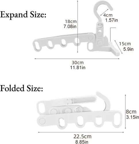 Miniatura 6 de Paquete de 2 perchas plegables de viaje para ropa, percha plegable para maleta, colgador de ropa plegable sobre la puerta, perchas plegables