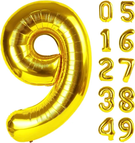 Miniatura 233 de Globo de cumpleaños número 4 dorado de 40 pulgadas, globos gigantes del número cuatro 14 24 34 40 44 2024, globos grandes de lámina de mylar para Oro
