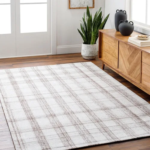 Livabliss x Becki Owens Sammy Alfombra tejida a mano a cuadros, 2 x 3 pies, color plateado