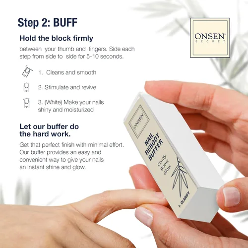 Miniatura 5 de Onsen Secret Kit de cuidado de uñas – Incluye aceite de cutícula de 0.3 onzas líquidas, pulidor de uñas japonés y kit de brillo – Manicura