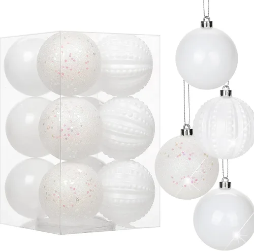 Miniatura 42 de Adornos de bolas de Navidad negras de 2.36 pulgadas, 25 piezas inastillables, set de adornos de Navidad, bolas de Halloween, adorno negro para árbol