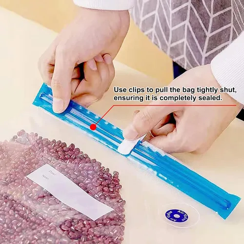 Miniatura 4 de Sous Vide - Bolsas de 31 unidades (24 bolsas con cremallera al vacío y 2 clips de sellado y 5 válvulas de aire), bolsas reutilizables sin BPA
