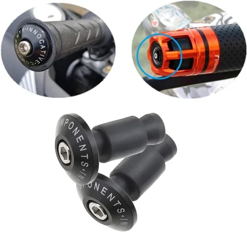 Miniatura 4 de Par de tapas de enchufe de manillar de motocicleta de 0.866 in con tornillos, tubos de expansión, llave hexagonal, color negro, universal