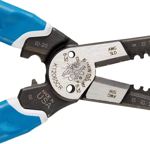 Miniatura 6 de Klein Tools K12065CR - Pelacables, cortador y herramienta engarzadora, fabricado en Estados Unidos, para cortar, pelar, engarzar y torcer