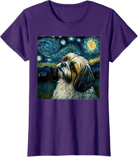 Miniatura 7 de Camiseta Surrealism Starry Night Shih Tzu Dog