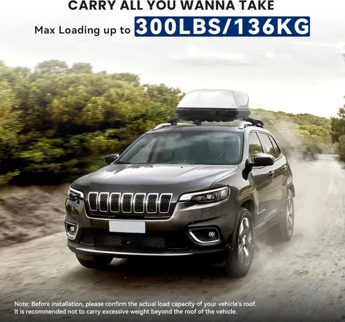 Miniatura 3 de 300 libras Barras transversales de techo con seguro compatibles con Jeep Cherokee 2014-2023, barra cruzada de aluminio resistente para equipaje