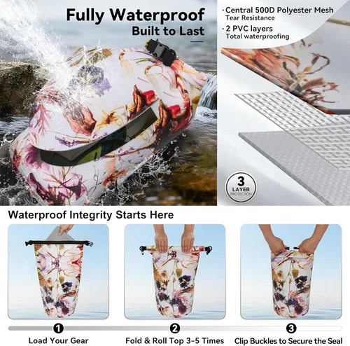 Miniatura 3 de MARCHWAY - Bolso seco flotante e impermeable 1.32/2.64/5.28/7.93/10.57 galones, parte superior enrollable, mantiene secos equipos de kayak rafting