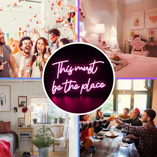 Miniatura 6 de Este Debe Ser El Lugar Letrero De Neón Letra Rosa Led Para Decoración De Pared Usb Letrero De Palabra Enciende Para Dormitorio Sala De Juegos Salón