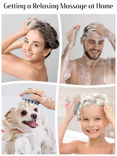 Miniatura 7 de HEETA Masajeador de cuero cabelludo para el crecimiento del cabello, cepillo exfoliante de champú de silicona suave para exfoliación, eliminación