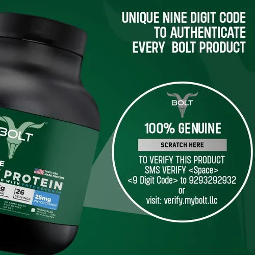 Miniatura 4 de Bolt Biozyme Plant Protein Proteína vegana con superalimento ficocianina y hierbas ayurvédicas Perfil completo de aminoácidos para apoyo
