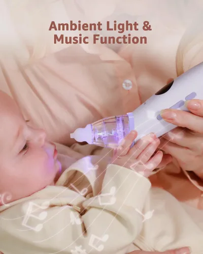 Miniatura 4 de GROWNSY Aspirador Nasal para Bebé Succionador de Nariz para Bebé Succión Eléctrica de Nariz para Niños Pequeños, Succionador Ergonómico de Mocos