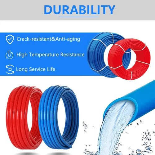 Miniatura 4 de Tubo PEX-B, 2 rollos de 1/2 pulgada, azul y rojo cada uno de 100 pies (200 pies) de longitud, tubos PEX con cortador de tubos, para aplicaciones