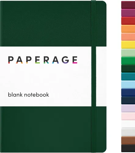 PAPERAGE Cuaderno tipo diario de 160 páginas, tamaño mediano de 5.6 x 8 pulgadas, papel grueso de 100 GSM (2.95 oz/yd²), tapa dura, color verde