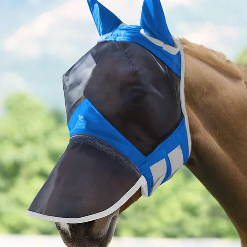 Miniatura 9 de Harrison Howard CareMaster Pro - Máscara luminosa para mosca de caballo, gran espacio para los ojos, nariz larga con orejas, protección UV para Azul