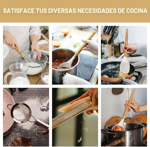 Miniatura 6 de Juego de utensilios de cocina - 35 piezas de utensilios de cocina con rallador, pinzas, espátula de cuchara y girador hechos de silicona resistente