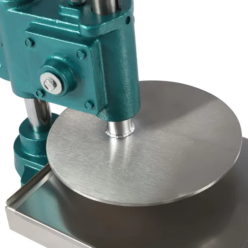 Miniatura 7 de Máquina de prensa de masa de pizza, máquina de prensa comercial de pastelería de pizza con dos platos, prensa de pizza de acero inoxidable con disco