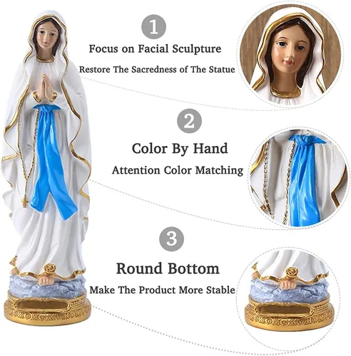 Miniatura 3 de QIANLING Estatua de la Virgen de Lourdes, figura católica de la Santísima Madre Bendita de 15.3 pulgadas, estatua religiosa de resina