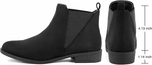 Miniatura 2 de MaxMuxun - Botas Chelsea de gamuza sintética de caña baja sin tacón para mujer, clásicos y cómodos