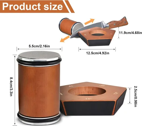 Miniatura 2 de Kit de afilador de cuchillos rodantes – 5 ángulos magnéticos (12°/15°/17°/19°/22°) – Herramienta profesional de afilar cuchillos rodantes con discos